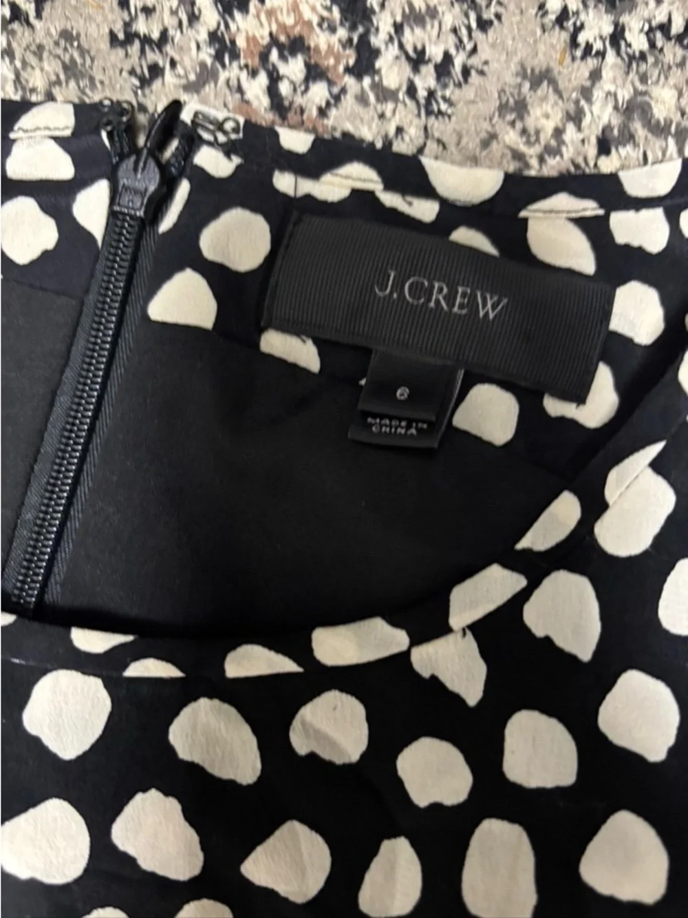 J. Crew Tie-Front Silk Jumpsuit in Pebble Print Sz 6 Black Cream